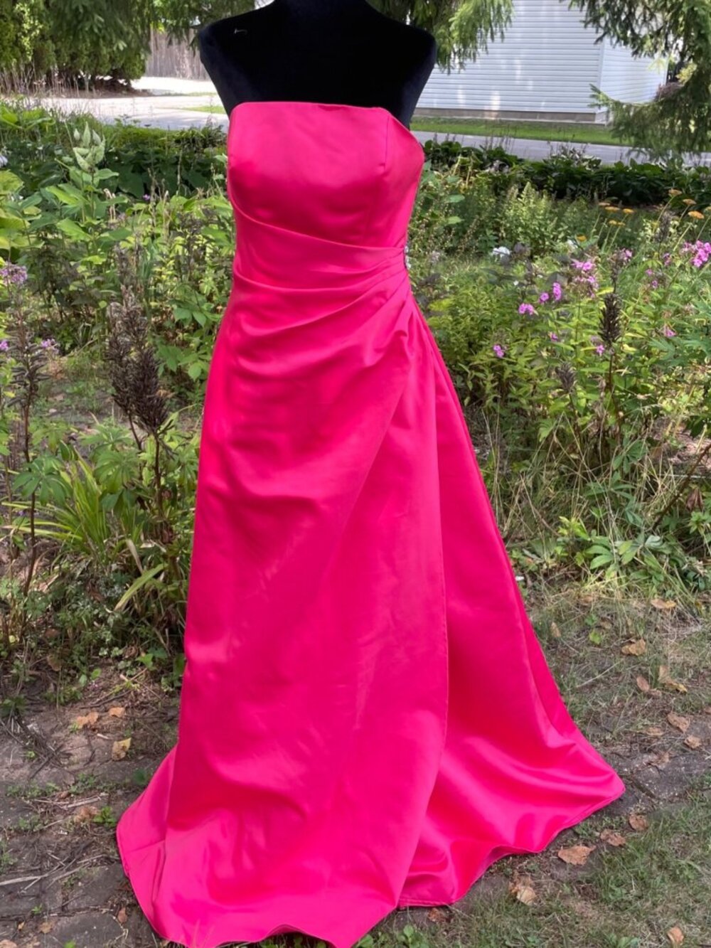 Vtg 90s Mori Lee Dress Regency Rhinestone Pink Long Formal Layered Satin 11 12